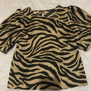 Women’s small blouse gold and black zebra print